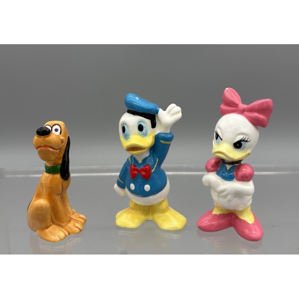 Vintage Walt Disney Ceramic Figurines‎ Made In Japan Pluto Donald & Daisy *READ*